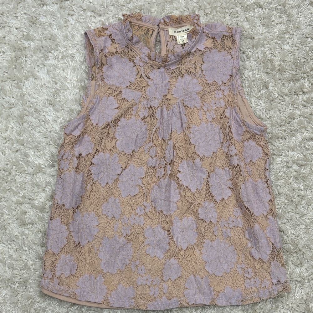 Monteau Lavender Lace Sleeveless Blouse